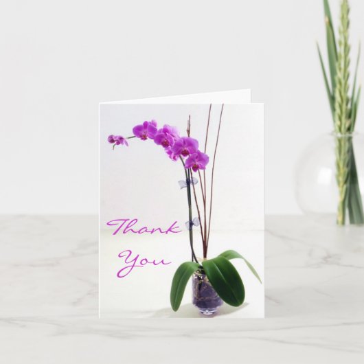 Lila Pink Orchid Floral Dankeskarte (Vorderseite)