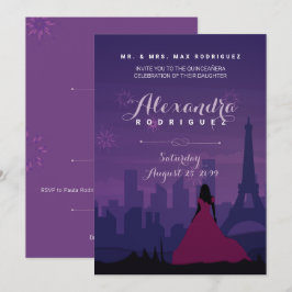 Lila Pink Paris Feuerwerk Quinceañera