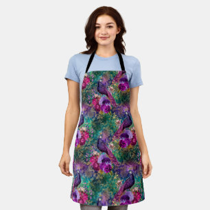 Lila Pink Peacock Floral Schürze