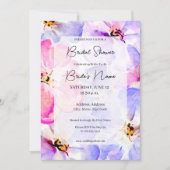 Lila Pink Peony Bridal Dusche Einladung (Vorderseite)