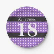 Lila Pink Polka Dots Paper Plate zum 18. Geburtsta