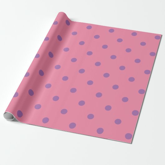 lila Pink-Polka-Punkte Geschenkpapier (Ungerollt)