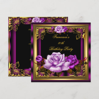 Lila Pink Pum Rose Gold Elegante Geburtstag 5 Einladung