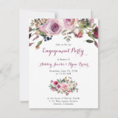 Lila Pink Rosa Floral Engagement Party Einladung (Vorderseite)