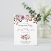 Lila Pink Rosa Floral Engagement Party Einladung (Stehend Vorderseite)