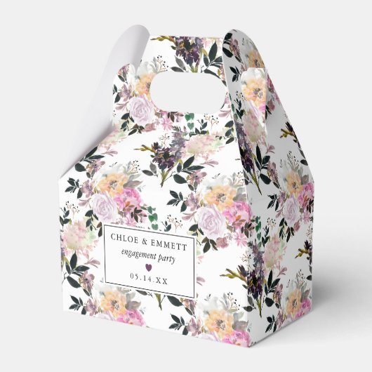 Lila Pink Rosa Floral Engagement Party Geschenkschachtel (Vorderseite)