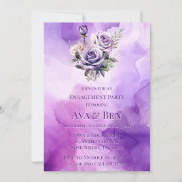 Lila Pink Rose Alcohol Garden Engagement Partei Einladung