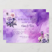 Lila Pink Roses Probe Abendessen Einladung (Vorne/Hinten)