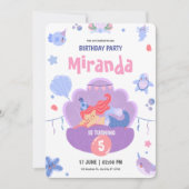 Lila Pink Schlaf Mermaid Happy Birthday Einladung (Vorderseite)