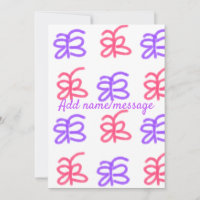 Lila Pink-Schmetterling-Doodmuster fügt Namenstext