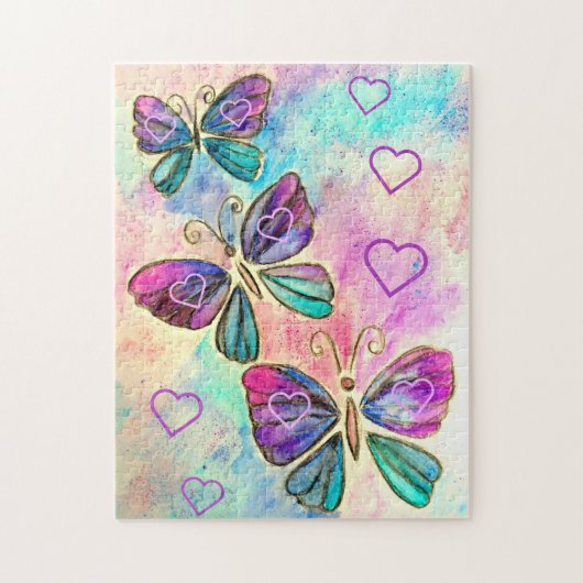 Lila Pink-Schmetterlinge-Puzzle Puzzle (Vertikal)