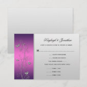 Lila Pink Silver Floral Butterfett UAWG RSVP Karte (Vorne/Hinten)