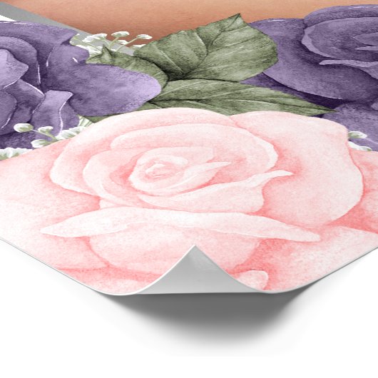 Lila Pink Silver Foto Memorial Begräbniszeichen Poster (Ecke)