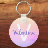 Lila Pink Soft Fading Ombre Rainbow Watercolor Schlüsselanhänger (Vorderseite)