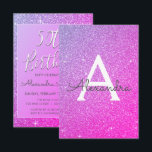 Lila Pink Sparkle Glitzer 50. Geburtstagsparty Einladung<br><div class="desc">Lila und rosa Sparkle Glitzer Girly Birthday Party Monogram Name und Initial 50. Geburtstagsparty Einladung. Dieses 50-jährige Jubiläum eignet sich perfekt für das Sparkle Glitzer Girly Party,  das im Stil feiern möchte. Auf Wunsch können vom Designer angepasste Produkte erstellt werden.</div>