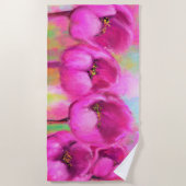 Lila Pink Tulips Beach Handtuch (Vorderseite)