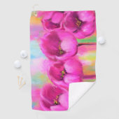 Lila Pink Tulips Golf Handtuch (Insitu)