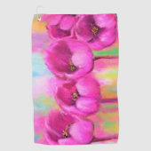 Lila Pink Tulips Golf Handtuch (Vorderseite)