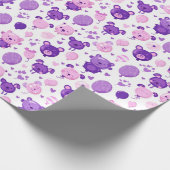 Lila Pink- und Lavendelbären und Balloons-Geschenk Geschenkpapier (Ecke)