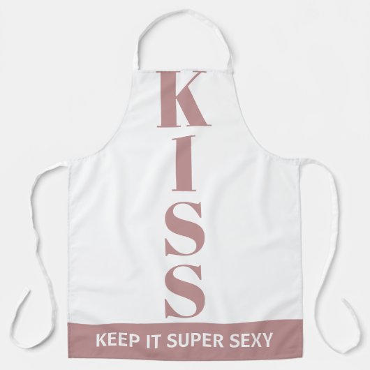 Lila pink und weiß Behalt It Super Sexy KISS Schürze (Vorderseite)