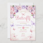 Lila Pink Unser kleiner Schmetterling verwandelt s Einladung (Vorderseite)