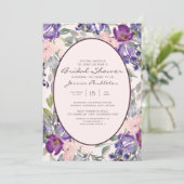 Lila Pink Watercolor Garten Blumenbeete Brautparty Einladung (Stehend Vorderseite)