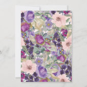 Lila Pink Watercolor Garten Blumenbeete Brautparty Einladung (Rückseite)