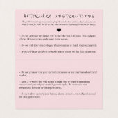 Lila Pink Watercolor Lash Artist Aftercare Visitenkarten (Innenseite Aufgefaltet)