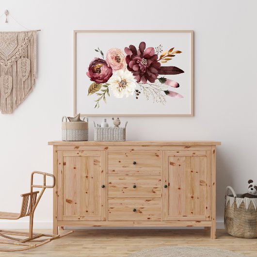 Lila Pink White Floral Botanic Blume Boho Poster