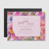 Lila Pink Wildblume 21. Geburtstag Party Magneteinladung (Vorne/Hinten)