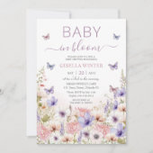 Lila Pink Wildblume Schmetterlinge Baby in Bloom Einladung (Vorderseite)