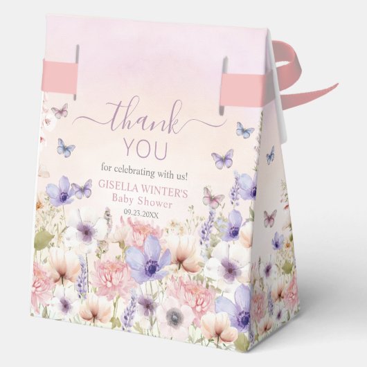 Lila Pink Wildblume Schmetterlinge Baby in Bloom Geschenkschachtel (Rückseite)