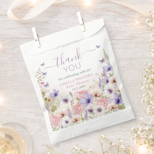 Lila Pink Wildblume Schmetterlinge Baby in Bloom Geschenktütchen (Ausgeschnitten)