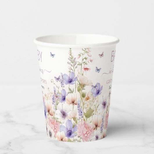 Lila Pink Wildblume Schmetterlinge Baby in Bloom Pappbecher (Links)