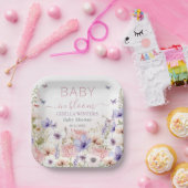 Lila Pink Wildblume Schmetterlinge Baby in Bloom Pappteller (Party)