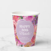 Lila Pink Wildblumen 30. Geburtstag Foto Pappbecher (Vorderseite)