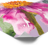 Lila Pink Wildblumen Aquarell Happy 75. Poster (Ecke)