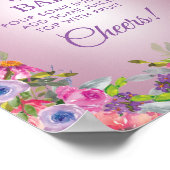 Lila Pink Wildblumen Kinderdusche Momosa Bar Poster (Ecke)