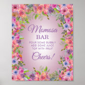 Lila Pink Wildblumen Kinderdusche Momosa Bar Poster (Vorne)