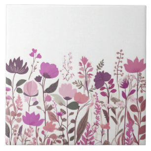 Lila Pink Wildblumen - Magenta Floral Blume Fliese
