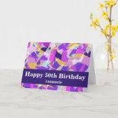 Lila Pink Yellow Blue Moderne 50. Geburtstag Karte (Gelbe Blume)