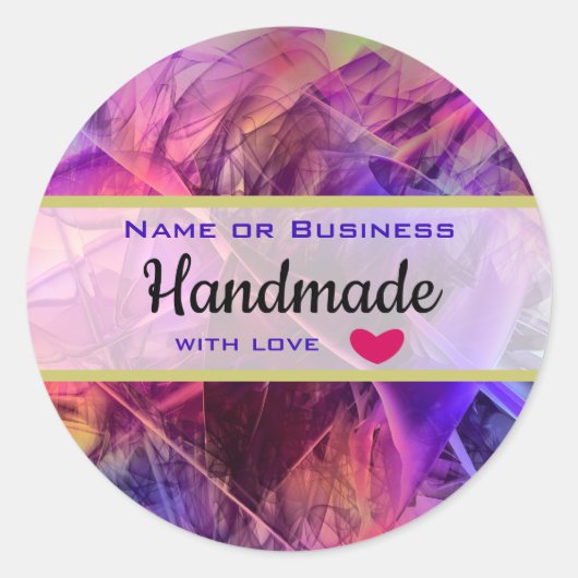 Lila Pinks Moderne, Abstrakt handgefertigt Runder Aufkleber (Vorderseite)