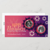 Lila Pinks Weihnachten Foto Grußkarte (Vorne/Hinten)