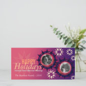 Lila Pinks Weihnachten Foto Grußkarte (Stehend Vorderseite)
