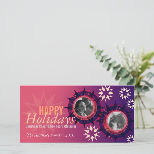 Lila Pinks Weihnachten Foto Grußkarte (Stehend Vorderseite)