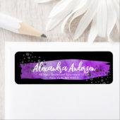 Lila Pinselstrich Glitzer Dots Rücksendeadresse (Insitu)