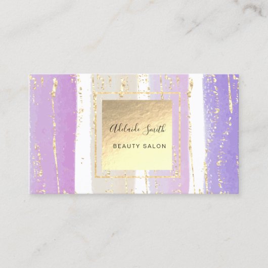lila Pinselstriche in Aquarellfarbe Visitenkarte (Vorderseite)