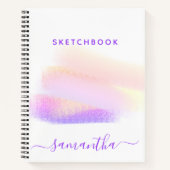 Lila Pinselstriche, nach Kundenwunsch in Rosa Notizblock (Vorderseite)