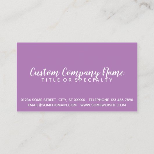 lila Pinselstriche und Schokoladenstriche Visitenkarte (Rückseite)