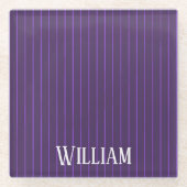 Lila Pinstreifen Glasuntersetzer (Vorderseite)